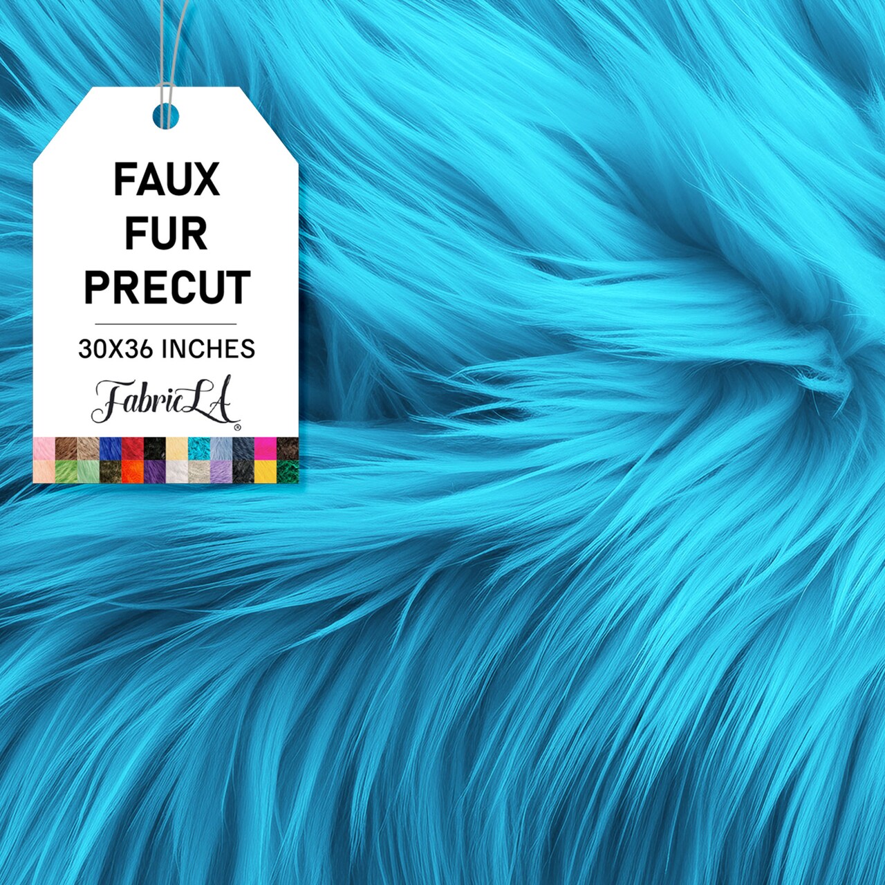 FabricLA | Faux Fur Fabric | 30" X 36" Inch Wide Pre-Cut Shaggy | Fake Fur Fabric | DIY, Craft Fur Decoration, Fashion Accessory, Hobby | Turquoise